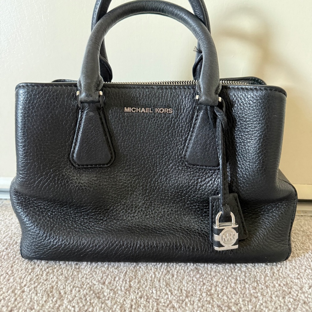 Michael Kors Black Satchel with Textured Leather